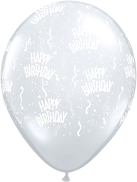 Birthday Crystal Diamond Clear (Transparent) Latex Round 11in/27.5cm