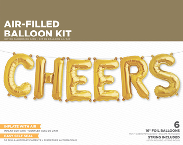 Cheers Kit Gold Foil Letters 16in/40cm