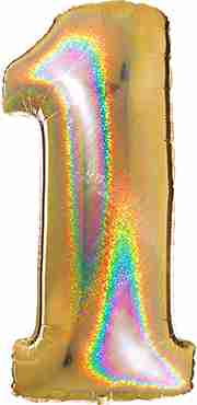 1 Megaloon Gold Glitter Holographic Foil Number 40in/100cm