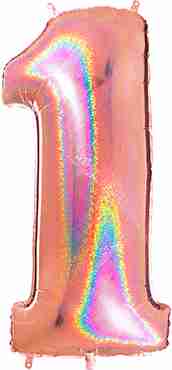 1 Megaloon Rose Gold Glitter Holographic Foil Number 40in/100cm