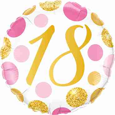 18 Pink and Gold Dots Foil Round 18in/45cm