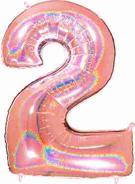 2 Megaloon Rose Gold Glitter Holographic Foil Number 40in/100cm