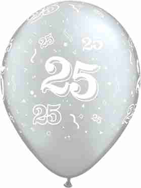 25 Metallic Silver Latex Round 11in/27.5cm