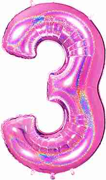 3 Megaloon Fuchsia Glitter Holographic Foil Number 40in/100cm