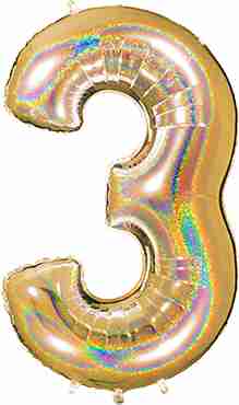 3 Megaloon Gold Glitter Holographic Foil Number 40in/100cm