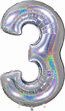 3 Megaloon Silver Glitter Holographic Foil Number 40in/100cm