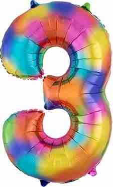 3 Rainbow Splash Foil Number 35in/88cm