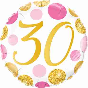 30 Pink and Gold Dots Foil Round 18in/45cm