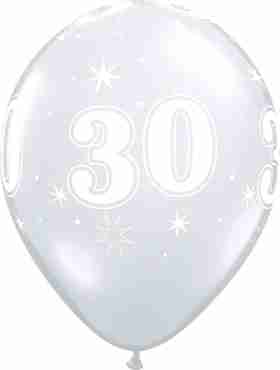 30 Sparkle Crystal Diamond Clear (Transparent) Latex Round 11in/27.5cm
