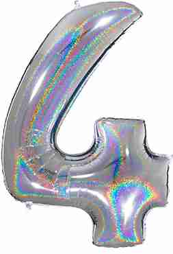 4 Megaloon Silver Glitter Holographic Foil Number 40in/100cm