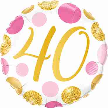 40 Pink and Gold Dots Foil Round 18in/45cm