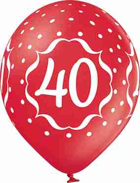 40th Anniversary Metallic Cherry Red Latex Round 12in/30cm