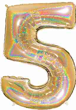5 Megaloon Gold Glitter Holographic Foil Number 40in/100cm