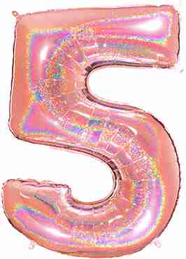 5 Megaloon Rose Gold Glitter Holographic Foil Number 40in/100cm