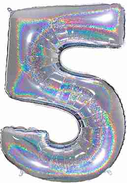 5 Megaloon Silver Glitter Holographic Foil Number 40in/100cm