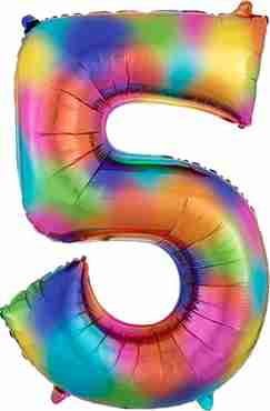 5 Rainbow Splash Foil Number 35in/88cm