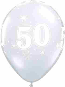 50 Sparkle Crystal Diamond Clear (Transparent) Latex Round 11in/27.5cm