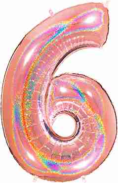 6 Megaloon Rose Gold Glitter Holographic Foil Number 40in/100cm