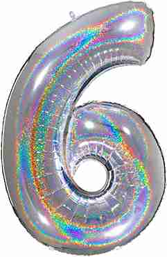 6 Megaloon Silver Glitter Holographic Foil Number 40in/100cm