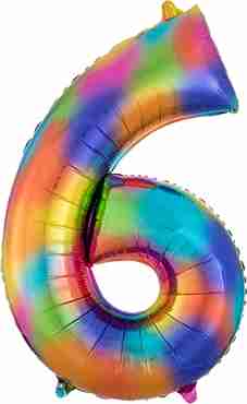 6 Rainbow Splash Foil Number 35in/88cm