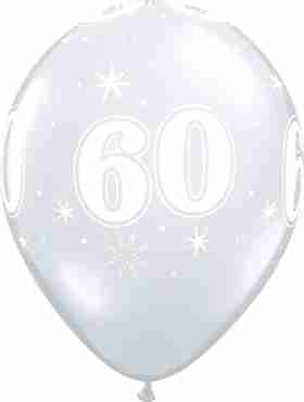 60 Sparkle Crystal Diamond Clear (Transparent) Latex Round 11in/27.5cm