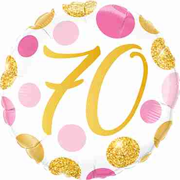 70 Pink and Gold Dots Foil Round 18in/45cm