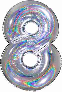 8 Megaloon Silver Glitter Holographic Foil Number 40in/100cm