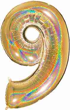 9 Megaloon Gold Glitter Holographic Foil Number 40in/100cm