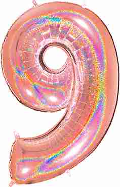 9 Megaloon Rose Gold Glitter Holographic Foil Number 40in/100cm