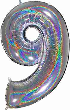 9 Megaloon Silver Glitter Holographic Foil Number 40in/100cm