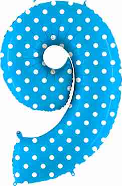 9 Pois Turquoise Foil Number 40in/100cm