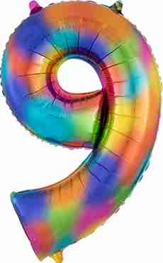 9 Rainbow Splash Foil Number 35in/88cm