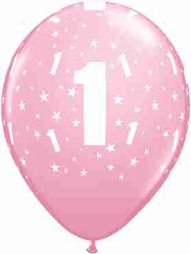 Age 1 Stars Standard Pink Latex Round 11in/27.5cm