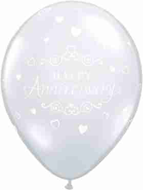 Anniversary Classic Hearts Crystal Diamond Clear (Transparent) Latex Round 11in/27.5cm
