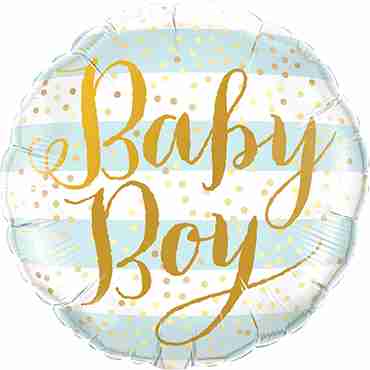 Baby Boy Blue Stripes Foil Round 18in/45cm