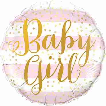 Baby Girl Pink Stripes Foil Round 9in/22.5cm
