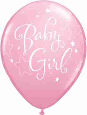 Baby Girl Stars Standard Pink Latex Round 11in/27.5cm