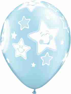 Baby Moon and Stars Pearl Light Blue Latex Round 11in/27.5cm