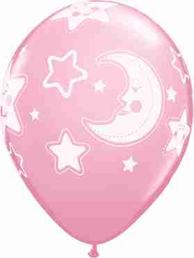 Baby Moon and Stars Standard Pink Latex Round 11in/27.5cm