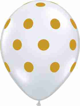 Big Polka Dots Gold Crystal Diamond Clear (Transparent) Latex Round 11in/27.5cm