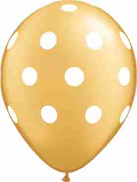 Big Polka Dots Metallic Gold Latex Round 11in/27.5cm