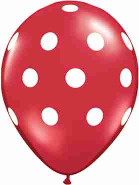 Big Polka Dots Standard Red Latex Round 11in/27.5cm
