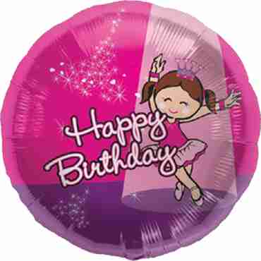 Birthday Ballerina Foil Round 18in/45cm