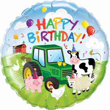 Birthday Barnyard Foil Round 18in/45cm