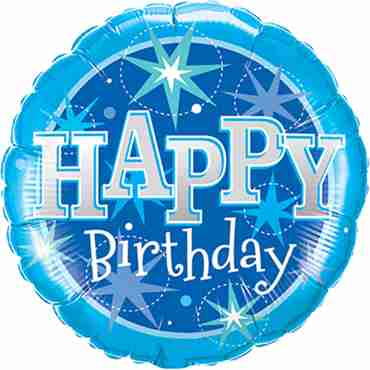 Birthday Blue Sparkle Foil Round 18in/45cm