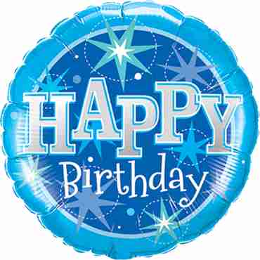 Birthday Blue Sparkle Foil Round 36in/90cm