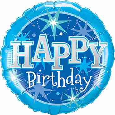 Birthday Blue Sparkle Foil Round 9in/22.5cm