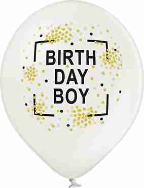 Birthday Boy Metallic Pearl Latex Round 12in/30cm