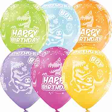 Birthday Boy Pastel Apple Green, Pastel Bright Yellow, Pastel Orange, Pastel Rose, Pastel Lavender and Pastel Sky Blue Assortment Latex Round 12in/30cm