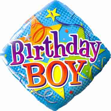 Birthday Boy Stars Foil Diamond 18in/45cm